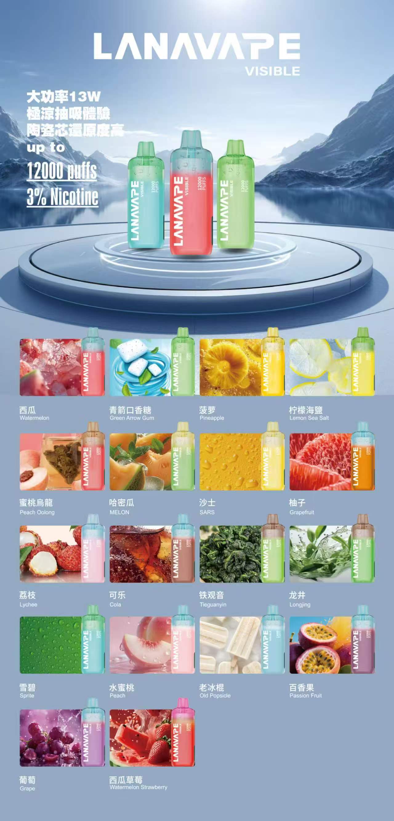 lana12000口拋棄式電子煙 一次性